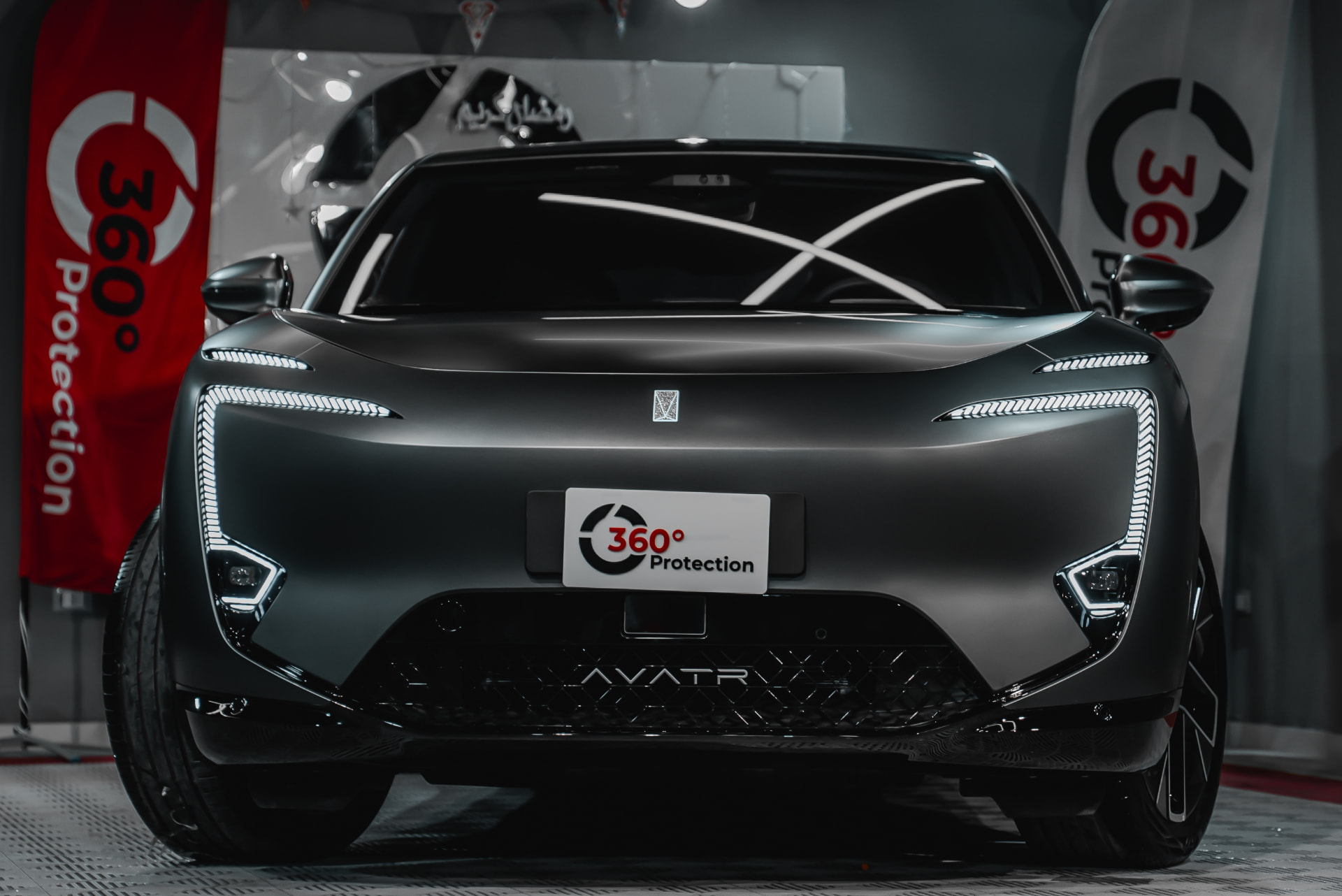 Matte black Avatr EV after protection treatment
